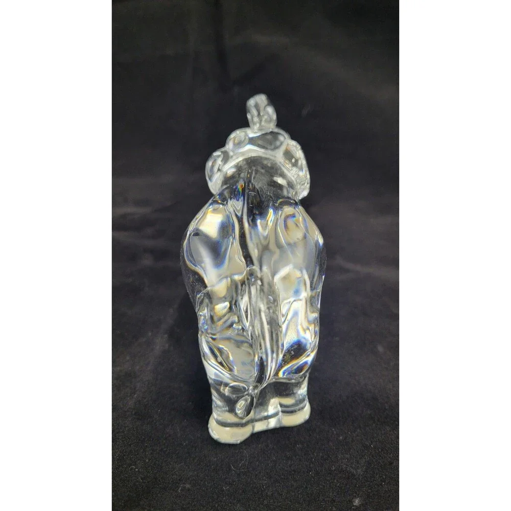 Vtg Baccarat Crystal Elephant Figurine With Trunk Up 5in Small Chip